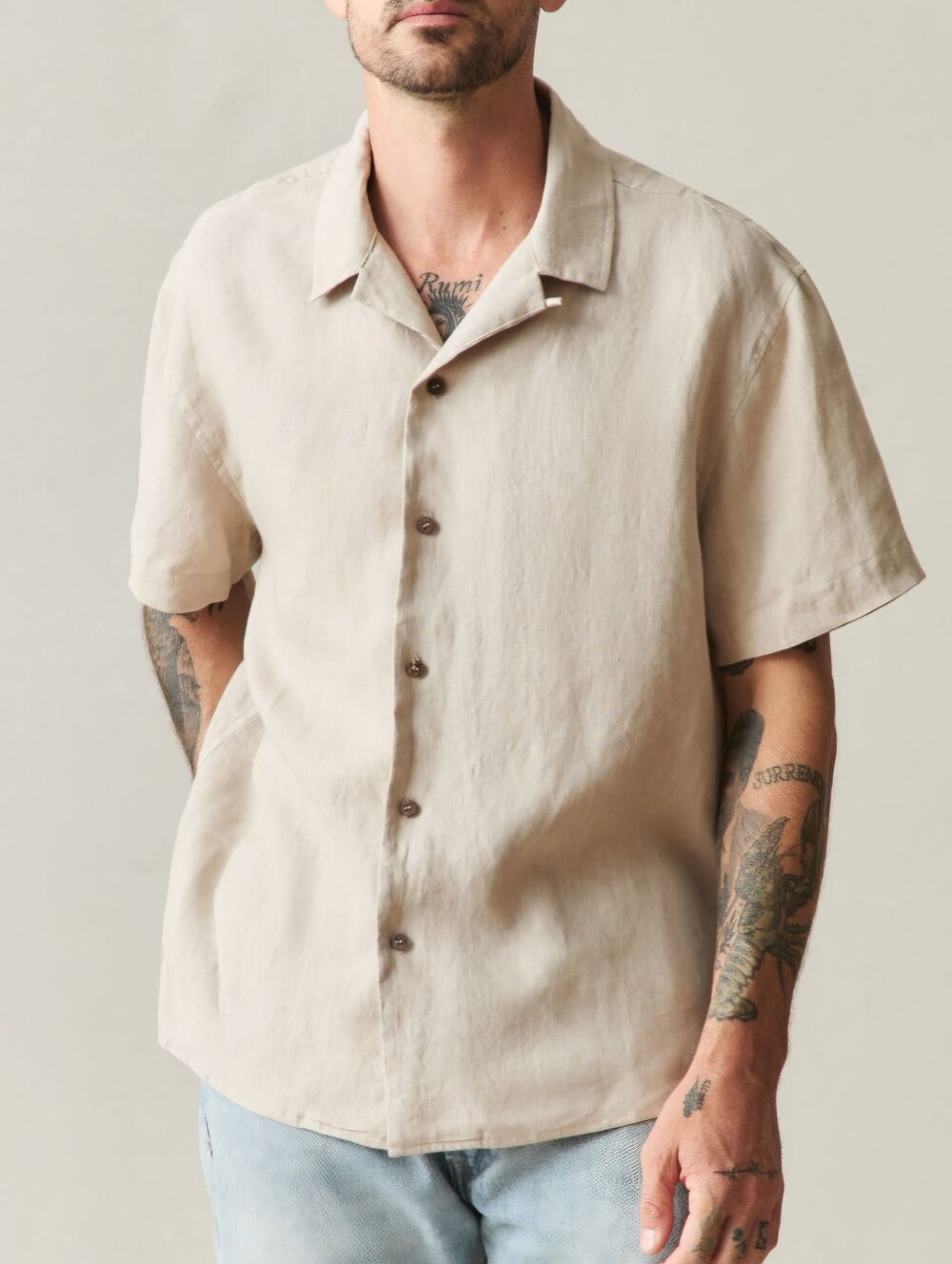American Giant Men's Medium 100% Linen Short Sleeve Shirt NWOT
